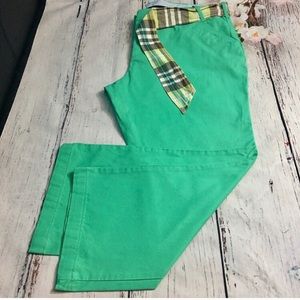 Reposh-Beautiful green twill slacks with tie belt